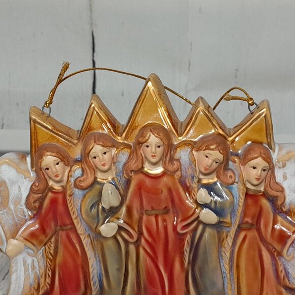 Angel Ornament 5 Angels Ceramic Christmas Religious Deluxe Imports 5.5" x 6" - Picture 2 of 12